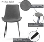 HIPIHOM Dining Chairs Set of 4, Modern Dining & Kitchen Room Chairs, Upholstered Faux Leather Cushion Seat and Sturdy Metal Legs (4 Grey Chairs)