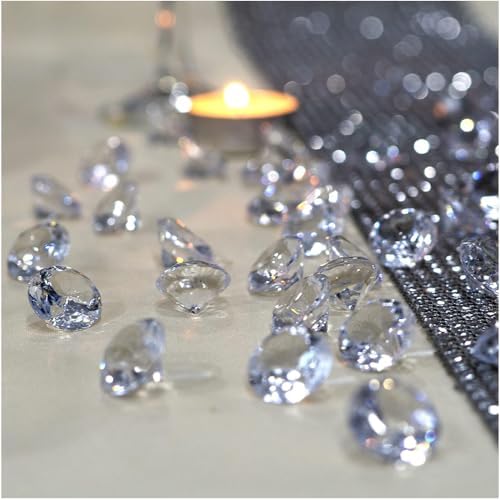HappyFiller 420 Pcs Acrylic Diamonds Diving Gems Crystal Clear Treasure Jewels for Table Scatters, Wedding Centerpieces,Party Decor,Vase Fillers,Gift for Bride,Mom,Brithday,Size:0.8",0.4"
