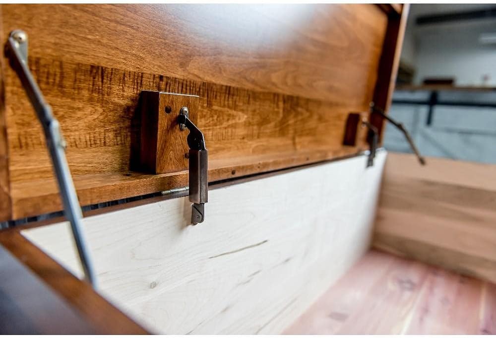 Rustic Red Door Co. Cedar Hope Chest with Waterfall Top, Amish Made Wooden Storage Trunk Box for Bedroom, Blanket, Clothes, Anti-Slam Hinges and Lock, 36", Brown Maple Wood, Asbury Stain