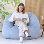Giant Bean Bag Chair for Adults, Teens and Kids, Cozy Fluffy Corduroy Beanbag Chair with Filler, Large Floor Lounge Sofa for Living Room, Bedroom, Dorm, Gaming and Reading(XL-Light Blue)