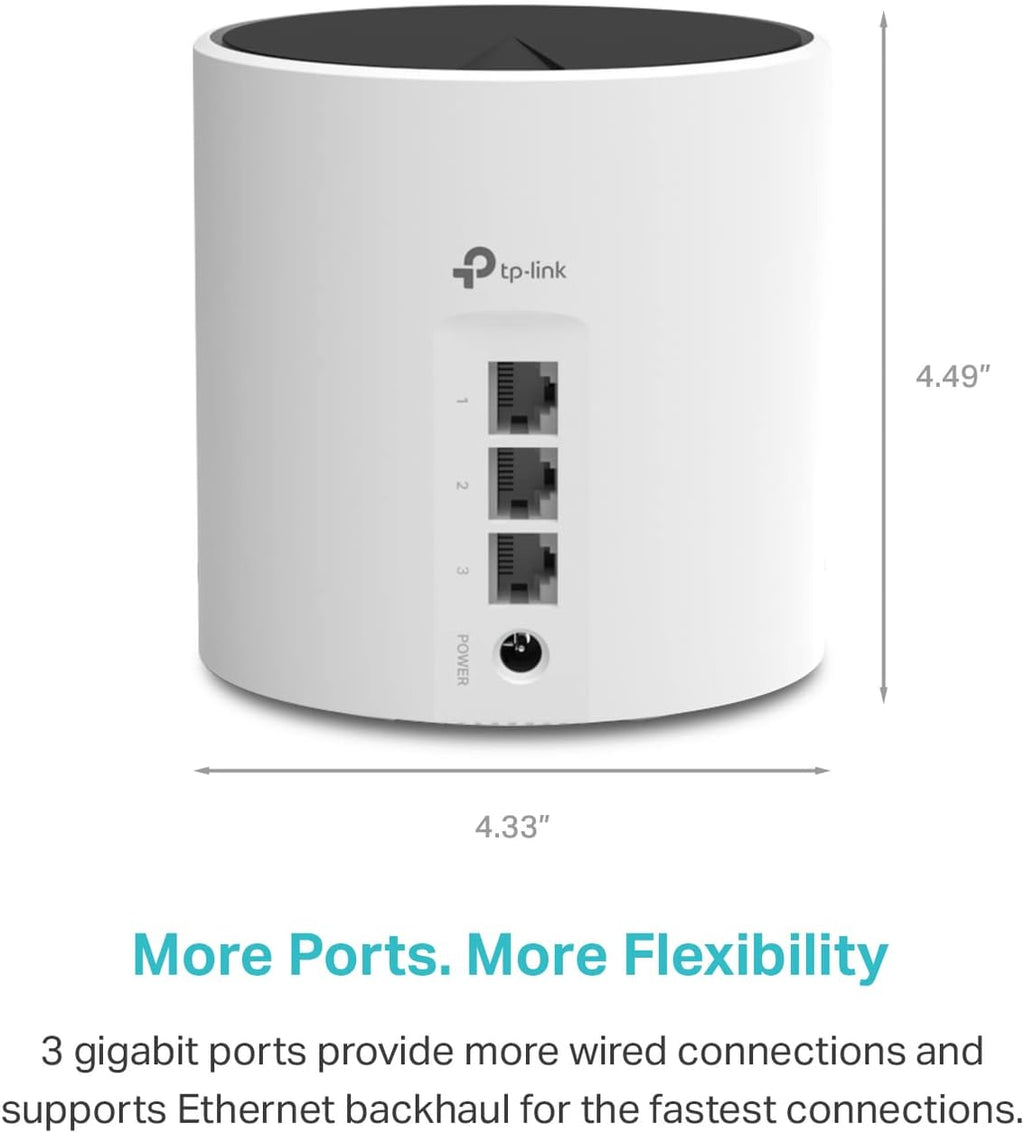 TP-Link Deco AX3000 WiFi 6 Mesh System Deco X55- Covers up to 2500 Sq.Ft., Replaces Wireless Router and Extender, 3 Gigabit Ports, Supports Ethernet Backhaul(1-Pack) (Renewed)