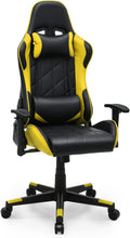 MoNiBloom Gaming Chair Racing Style High-Back Reclining Ergonomic Swivel Chair with Adjustable Headrest and Lumbar Support, PU Leather Executive Chair for Home Office Gaming, Yellow
