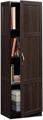 Pemberly Row Wood Storage Pantry, 60 in Height, Raised Panel Doors, Engineered Wood, Cinnamon Cherry Finish, Adjustable Shelves, Hidden Storage, Tall Cabinet for Kitchen, Dining Room, Office Use