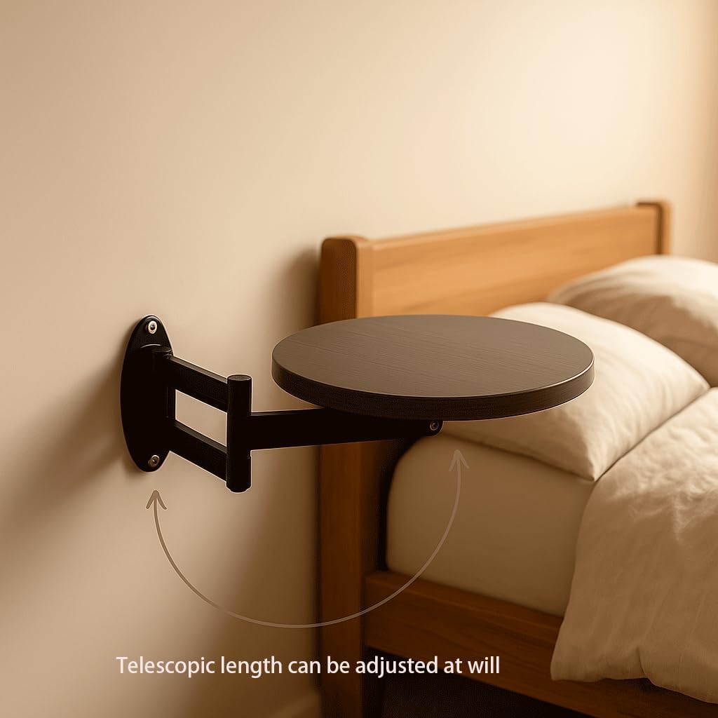 Wall Mounted Folding Table,Floating Desk for Wall,Sofa Side Table for Small Spaces,Bedside Folding Coffee Table,with Heavy-Durability Brackets, Perfect Addition to Bedside/Sofa Side/by the Desk