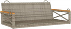 Outdoor Hanging Swing Bench for 2 People, Patio Porch Seat with Durable Powder-Coated Steel Frame and Weather-Resistant PE Rattan, Gray