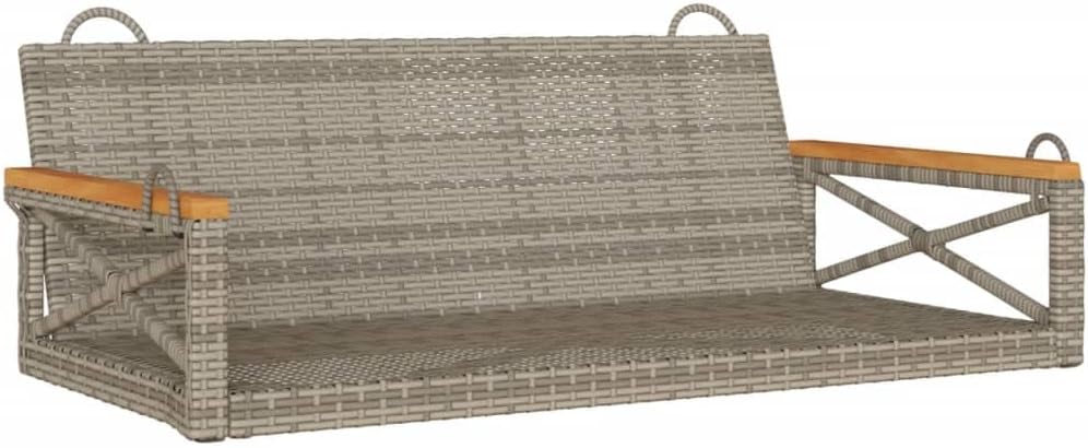 Outdoor Hanging Swing Bench for 2 People, Patio Porch Seat with Durable Powder-Coated Steel Frame and Weather-Resistant PE Rattan, Gray