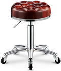 360° Swivel Stool Chair with Wheels- Durable Rolling Round Stools,Height Adjustable,Versatile for Shared Coworking Spaces(Red)