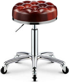 360° Swivel Stool Chair with Wheels- Durable Rolling Round Stools,Height Adjustable,Versatile for Shared Coworking Spaces(Red)