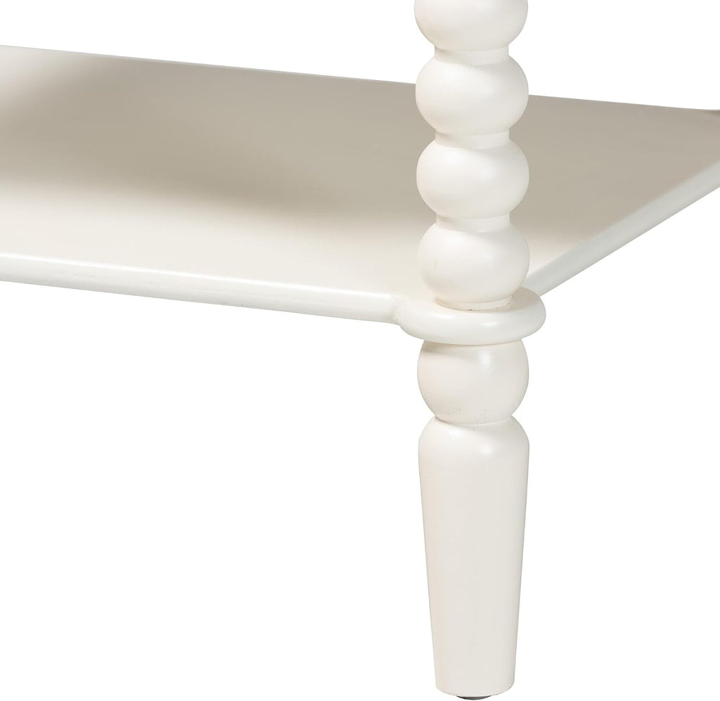 Baxton Studio Rimona End Table with Bobbin Legs - 1-Drawer Accent Table with Spindle Turned Legs and Open Shelf, Cottage Farmhouse Style Side Table for Living Room
