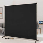 Large Single Panel Room Divider, 73" x 75" Freestanding Privacy Screen with Wheels, Thickened Fabric Partition Wall for Room Separation, Portable Room Separator for Indoor Office, Bedroom,Patio