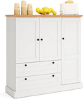 Buffet Cabinet with Storage, 47.5” Modern Sideboard with 3 Doors & 2 Drawers, Credenza for Living Room, Wooden Coffee Bar Cabinet with Removable Shelf for Kitchen Dining, White