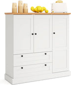 Buffet Cabinet with Storage, 47.5” Modern Sideboard with 3 Doors & 2 Drawers, Credenza for Living Room, Wooden Coffee Bar Cabinet with Removable Shelf for Kitchen Dining, White