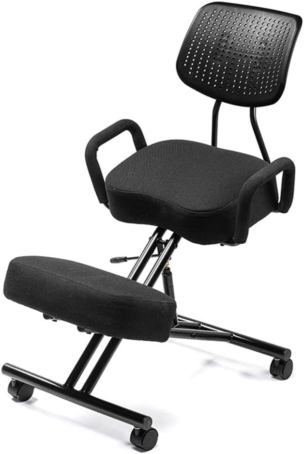 omic Kneeling Chair with Backrest and Armrests, Height and Angle Adjustable Posture Stool for Improved Sitting Position,Cloth Cover Models Black