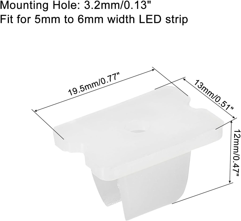MECCANIXITY Waterproof LED Strip Mounting Clips Holder Mounting Bracket Support Fixing Clamps Fit 5mm to 6mm Silicone LED Strip Lighting, Translucent Pack of 30