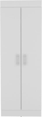 23.6" D*11.9" W*66.8" H Corner Kitchen Pantry with 4 Shelves, Double Door, Rectangular Storage Cabinet, Modern Minimalist, for Living Room, Dining Room, White