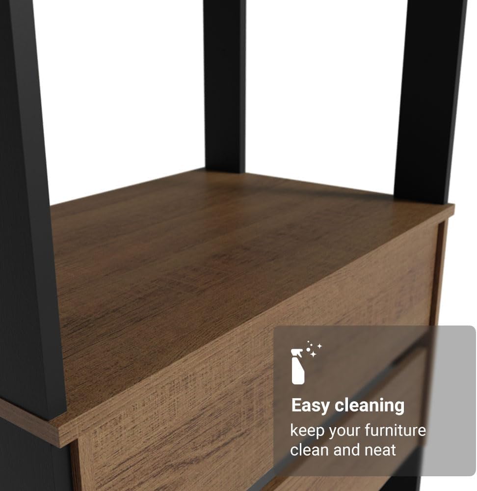 Madesa Kitchen Pantry Storage Rack 27" L with 2 Drawers and Open Shelves Multiuse Cabinet for Kitchen Organization - Black/Brown