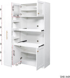 Kitchen Pantry Cabinet with Pull-Out Storage Shelves - Versatile 4-Door Organizer for Kitchen, Dining Room, and More (70.87" H x 43.31" W x 15.75" D), White