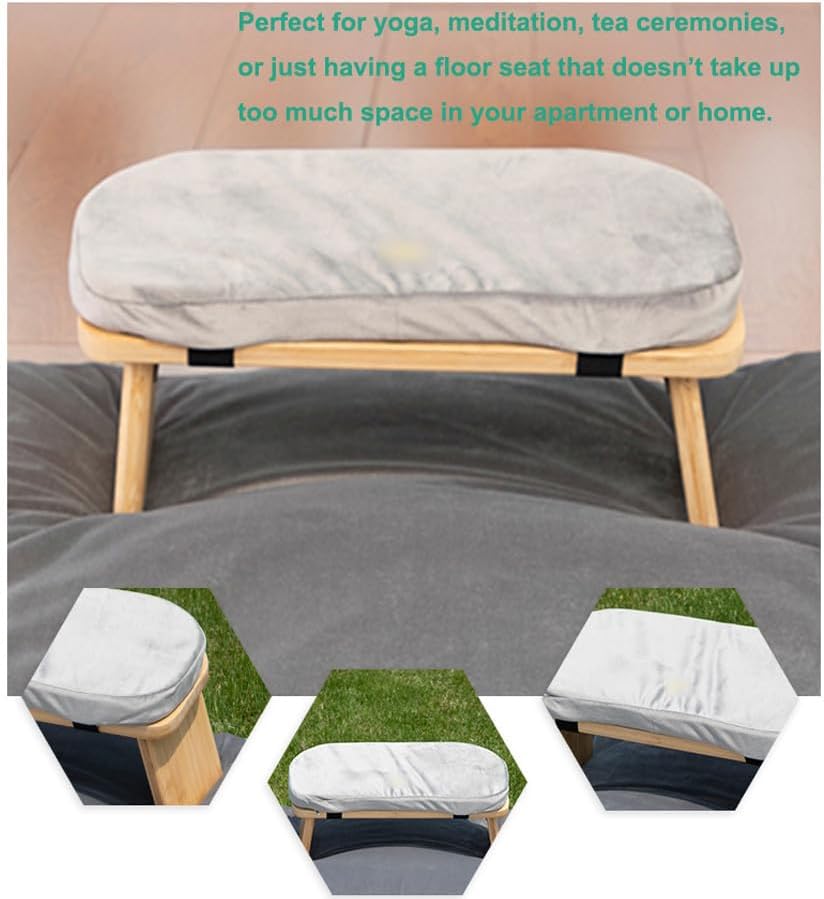 Meditation Bench Basic Kneeling Ergonomic Seat Meditation Stool,Folding Yoga Stool, Sturdy Prayer Bench,Comfortable for Kneeling or Sitting, Black