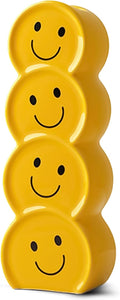 Smile Face Ceramic Vase, 7.3in Glossy Yellow Happy Face Home Office Decor, Playful Desk Ornament for Office, Mood Boosting Gift Men Women