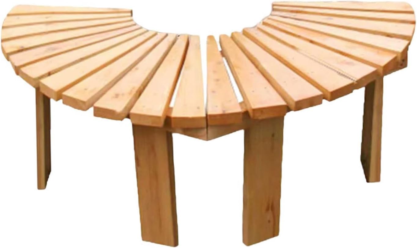 Tree Bench Wrap Around,Wooden Curved Bench Weatherproof Outdoor Benches,for Garden Patio Deck Lawn Yard(Color1)