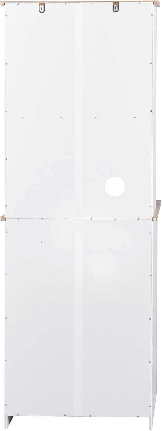 Modern Kitchen Cabinet with Hutch,Freestanding Kitchen Pantry Organizer with Microwave Stand, Wooden Buffet Cabinet for Dining Room