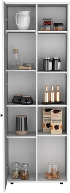 23.6" D*11.8" W*66.9" H Freestanding Storage Cabinet with 8 Shelves, Double Door, Rectangular Kitchen Pantry, Modern Minimalist, for Living Room, Dining Room, White