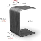 U-Shaped Side Table, Natural Edge End Table, Wood Side Table, Solid Wood End Table for Couch, C Shaped Mini Sofa Side Table for Small Narrow Spaces, Sofa Laptop Side Table, 3 Colors(Ash Wood)