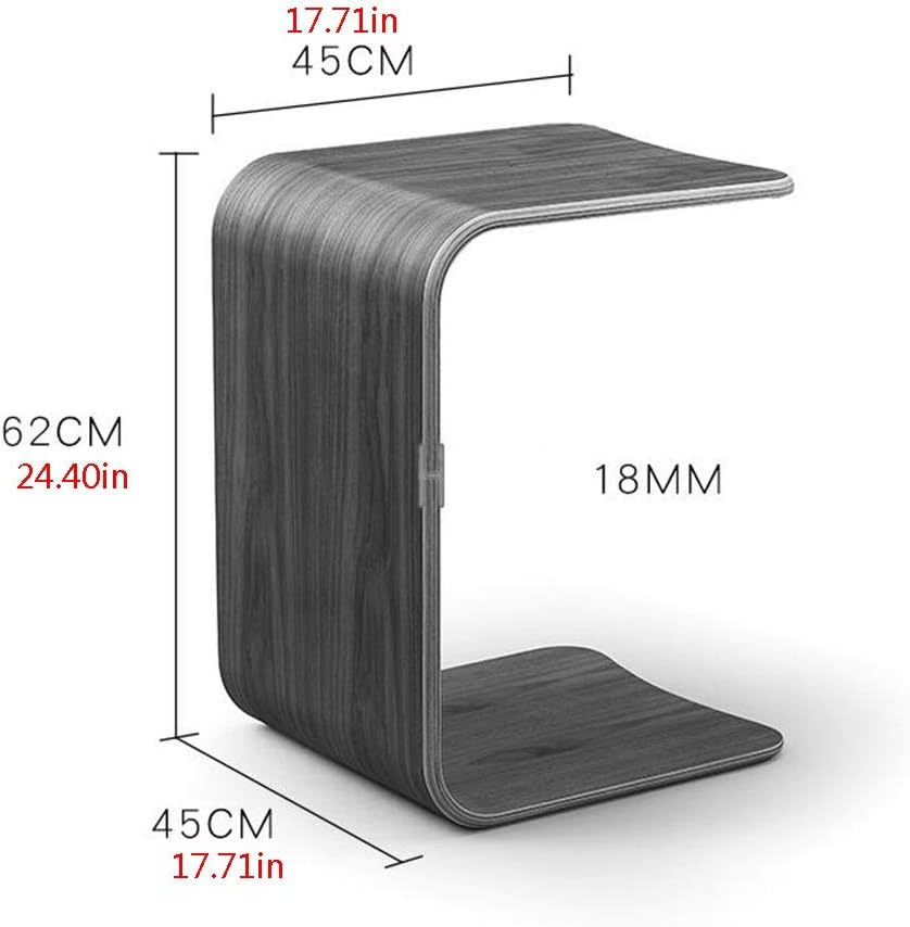 U-Shaped Side Table, Natural Edge End Table, Wood Side Table, Solid Wood End Table for Couch, C Shaped Mini Sofa Side Table for Small Narrow Spaces, Sofa Laptop Side Table, 3 Colors(Ash Wood)