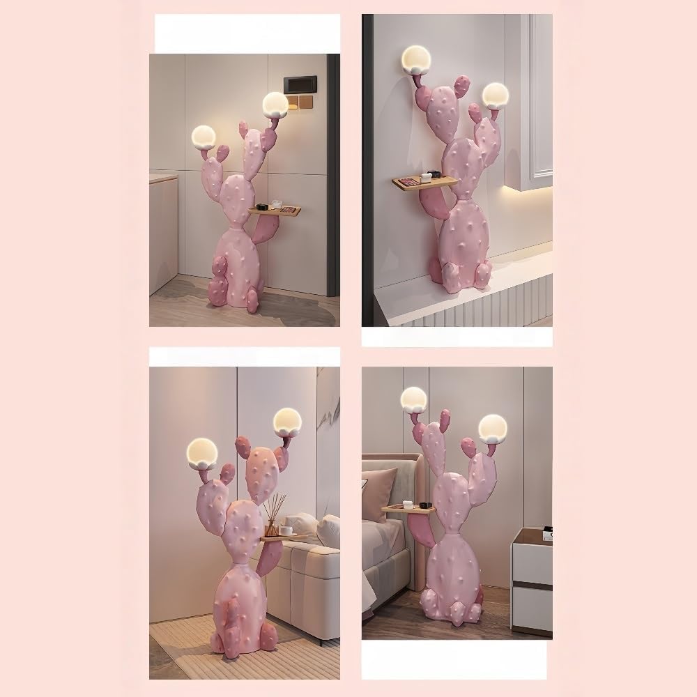 Large Cactus Floor Ornament, Modern Decorative Storage Stand, Home Accent, Home Decor for Living Room, Bedroom(Pink,50.8'')