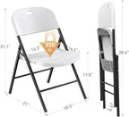 Nazhura 350 Weight Limit Heavy Duty Plastic Folding Chair with Reinfoced Steel Frame for Indoor and Outdoor, Wedding, Party, Restaurant, Meeting Room, Patio and Garden (10, White)