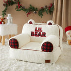 Dearfoams White and Red Lil Bear Sherpa Plush Bean Bag Chair with Novelty Ears Large