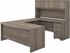 Bush Business Furniture Studio C 72W x 36D U Shaped Desk with Hutch and Mobile File Cabinet in Modern Hickory, U Workstation Set for Home or Professional Office