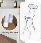 Folding Bar Stool with Steel Frame and Comfortable Back for Home Kitchen Events Padded Tall Chair(Black,70cm/27.5in)