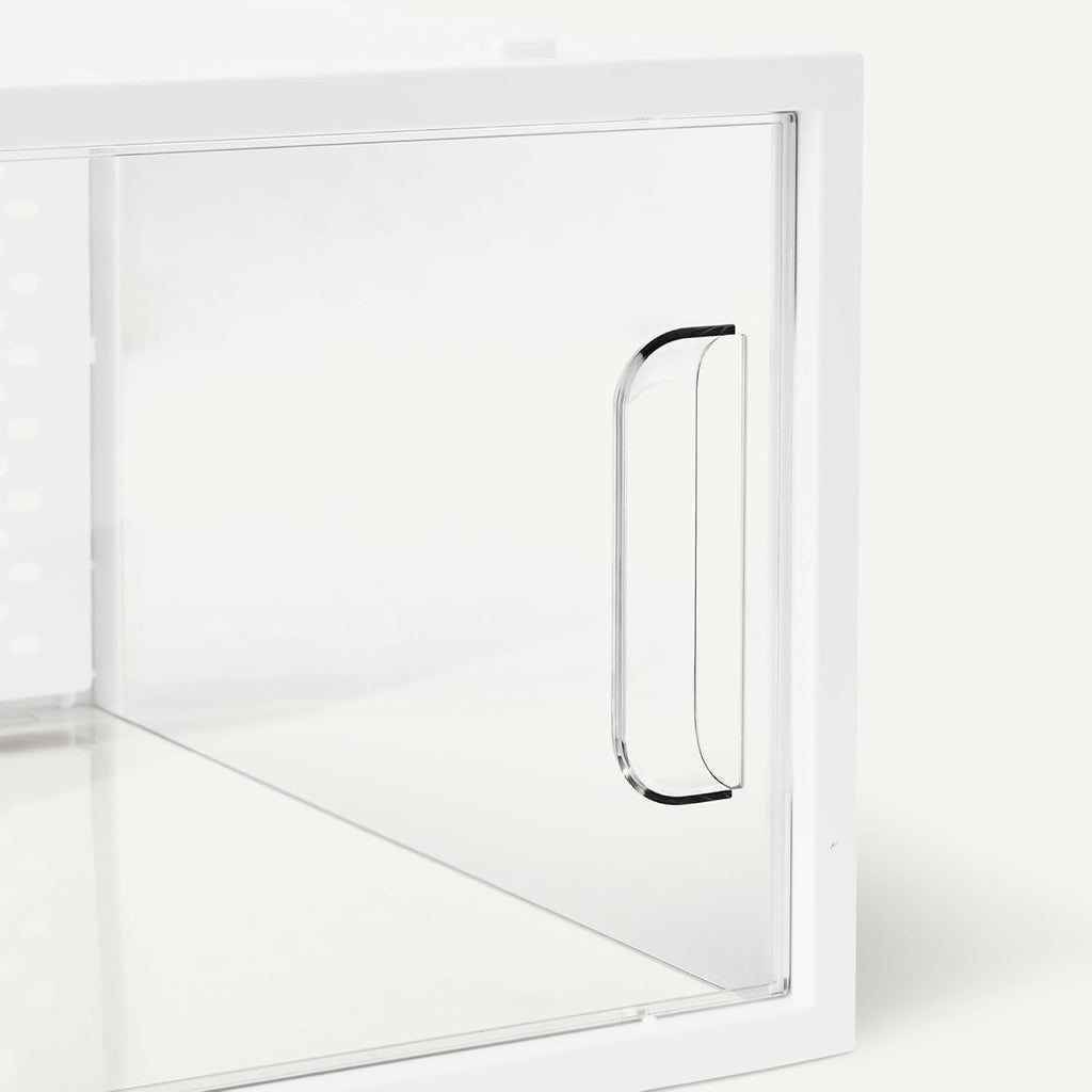 Amazon Basics Stackable and Foldable Clear Shoe Storage Organizer Box, Large, 12-Pack