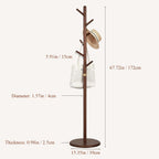 Coat Rack, Solid Wood Coat Rack Freestanding with 6 Hooks, Wooden Coat Tree Freestanding for Hats, Handbags, Coat Stand for Entryway, Bedroom, Hallway - Gift for Her (Walnut)