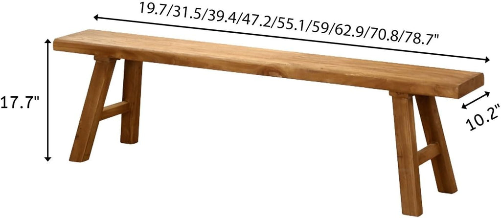 Narrow Bench For Entryway Slim Farmhouse Indoor Wood Rustic Noodle Bench Vintage Dining Table Skinny Hallway Shoe Benchs End Of Bed 19.6/39.3/62.9/70.8 Inch Length For Bedroom & Living Room Kitchen(31
