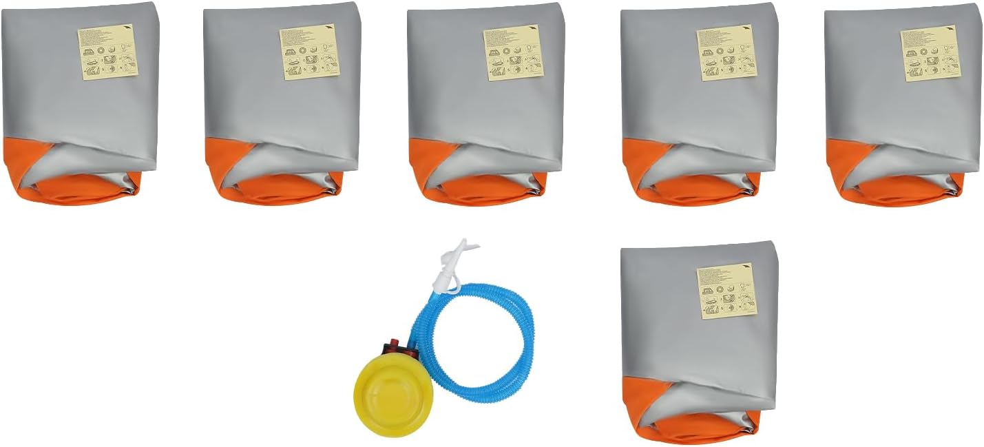 Inflatable Sofa Set, 6 Orange Chairs with Foot Pump for Home/Camping