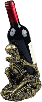 Gothic Skull Decorated Wine Bottle Rack, Halloween countertop Small Wine Rack, Room Emotional Decoration (Bronze)