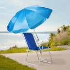Kids Outdoor Folding Beach Chair Set with Parasol, Blue, Suitable for Camping, Lawn, Concert