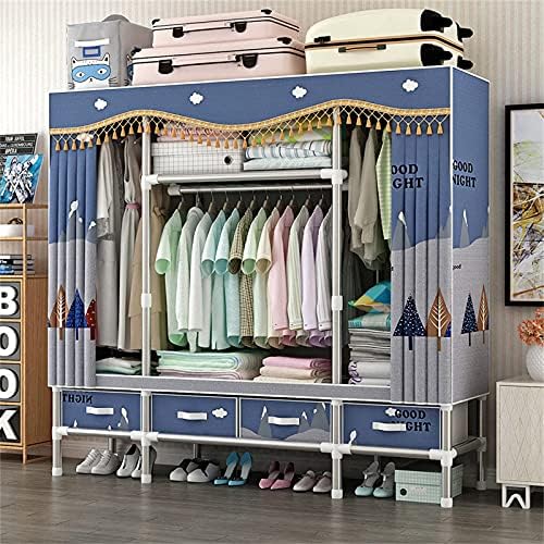 Portable Wardrobe Cloth Wardrobe Large Wardrobe,Simple Portable Wardrobe Multifunction Bedroom Wardrobe Storage Partition Suspension Storage Wardrobe,D,172 * 240 * 45cm Port