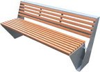 Patio Benches for Outdoors Outdoor Stainless Steel Park Bench Solid Wood with Backrest Leisure Seat Square Courtyard Long Row Chair Garden Benches for Outdoors