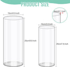 Olrla 2 Pack Transparent Acrylic Flower Vase, Height 7.87'' and 9.8'' Shatter Proof Plastic Cylinder Vase for Flower Arrangement, Wedding Centerpieces, DIY