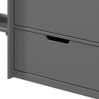 Grey Twin Loft Bed with Built in Drawers and Bookshelf