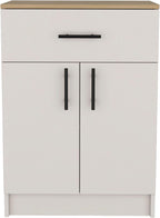 Multistorage Pantry Cabinet,Buffet Kitchen Sideboard,One Drawer,Two Interior Shelves Ivory - Natural Oak,15.9 * 23.6 * 33.5
