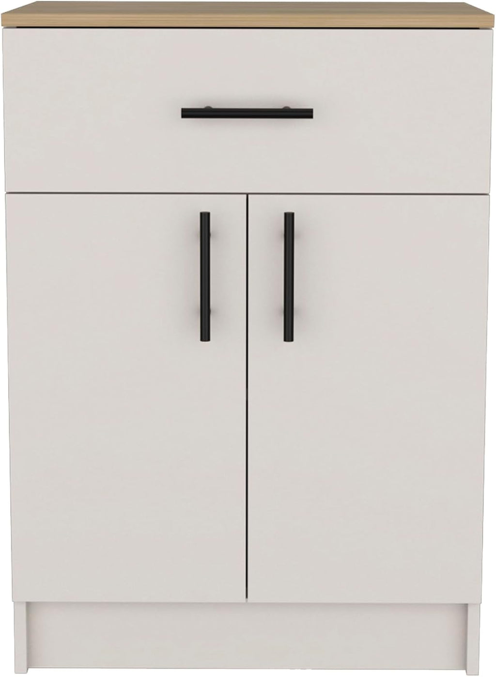 Modern Kitchen Pantry, Storage Cabinet with Drawer, 2 Interior Shelves, Ivory, Particle Board, for Dining Room, Easy to Clean