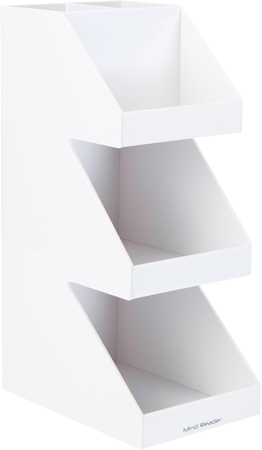 Mind Reader Coffee Tea Utensil and Condiment Station, Countertop Organizer, Coffee Bar, Kitchen, 6" L x 9" W x 16" H, White (Pack of 2)