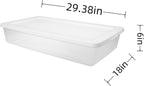 (2 Pack) 41 Quart Under Bed Storage Containers, Flat Storage Bins with Lids, Plastic Material Stackable, for Bedroom, Garage, Pantry, Closet & Home Organization, White