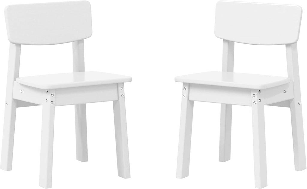 WestinTrends Tiny Terraces Outdoor HDPE Kids Modern Plastic Toddler Dining Chairs (Set of Two), White
