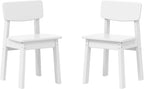 WestinTrends Tiny Terraces Outdoor HDPE Kids Modern Plastic Toddler Dining Chairs (Set of Two), White