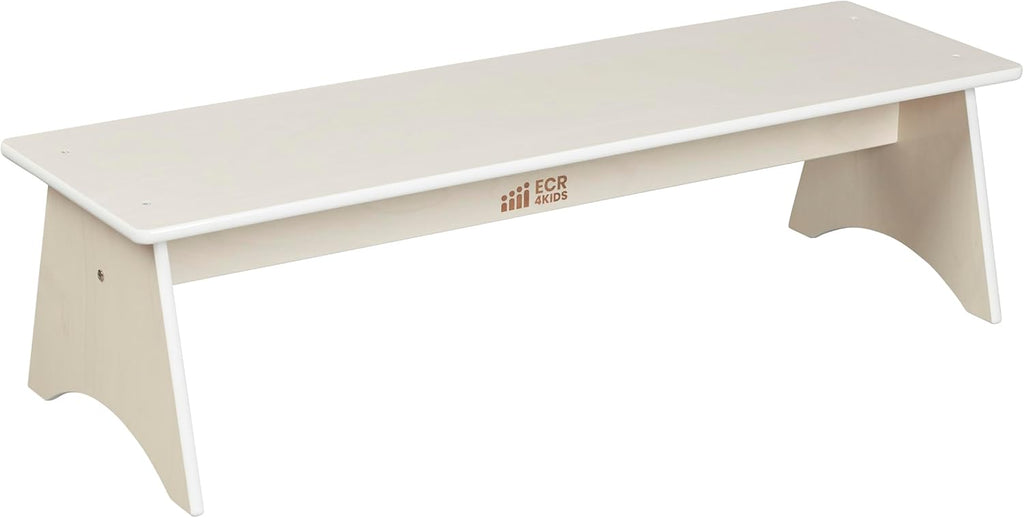 ECR4Kids Kiddo Classroom Bench, 12in Seat Height, Wooden, Children's Furniture, White Wash